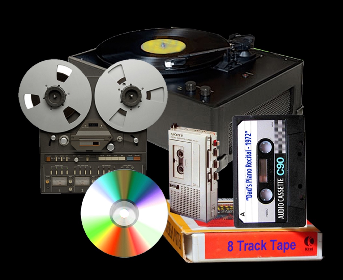 Reel-to-reel, cassette, 8-track and record formats