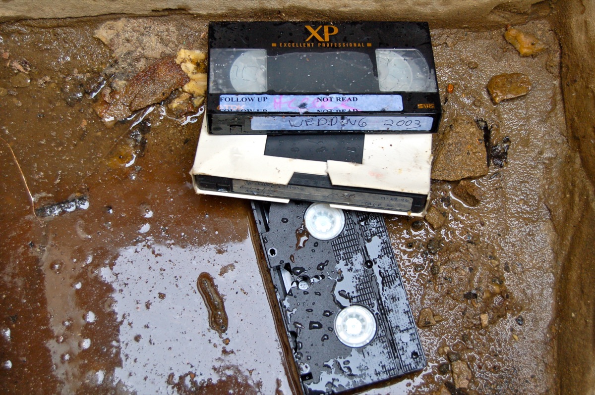 Water-damaged VHS tapes